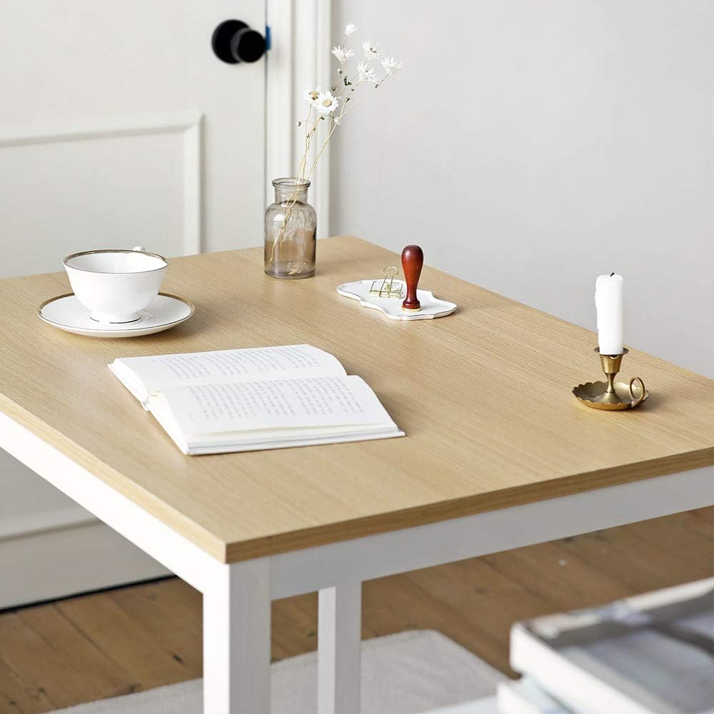 Roomnhome Bistro Table/Bar Table, 31.5"/47'' Dining, Solid Metal Frame, Sturdy Table/Bar Table with MDF Top with 29.5" / 33'' Height (Indoor Use Recommended) (Table/Oak White): Kitchen & Dining