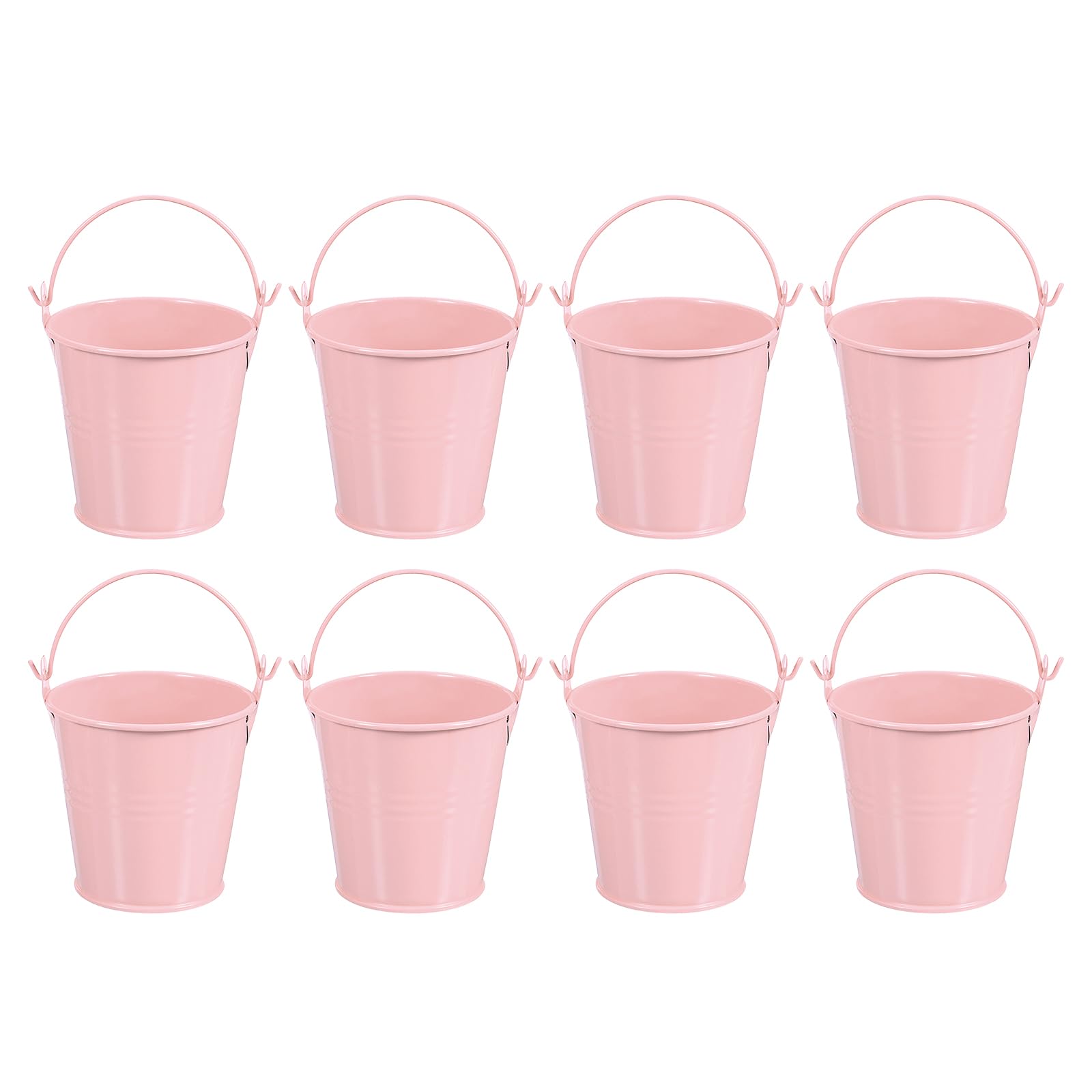 PATIKIL 3"x3" Small Metal Buckets with Handle, 8 Pcs Mini Galvanized Bucket Colorful Easter Buckets for Crafts Party Favors Decoration, Pink
