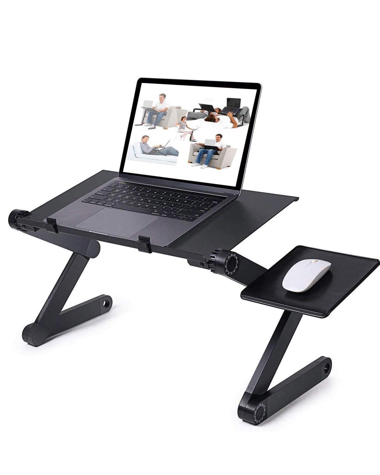 Photo 1 of Adjustable Laptop Desk, RAINBEAN Laptop Stand for Bed Portable Lap Desk Foldable Table Workstation Notebook Riser with Mouse Pad, Ergonomic Computer Tray Reading Holder Bed Tray Standing Desk