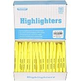 Rarlan Fluorescent Yellow Highlighters, Chisel Tip, 96 Count Bulk Pack | Yellow Highlighters Bulk for Classroom &amp; Office, Study Essentials, Ideal for Back to School and Teacher Supplies
