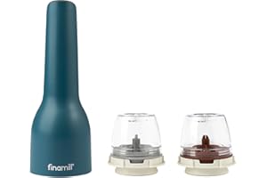 FINAMILL Grinder with 2 Pods (ProPlus & Peppercorn), Rechargeable, Ocean Blue