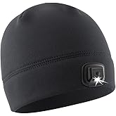 POWERCAP LED Hat Light 150 Lumens Rechargeable Fleece Beanie with Bright Built-in Headlamp Waterproof LED Warm One Size Cap