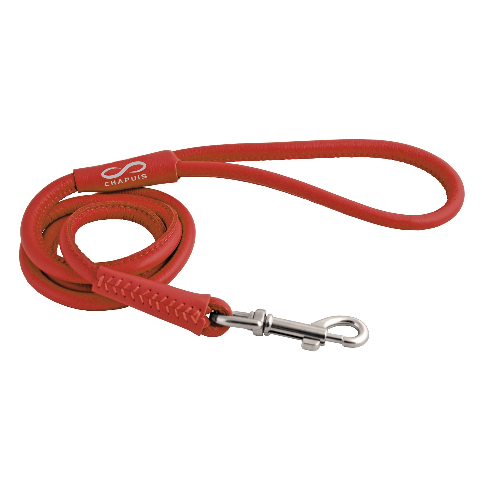 Chapuis Sellerie Round Leather Dog Lead 8 mm 1.22 m Red