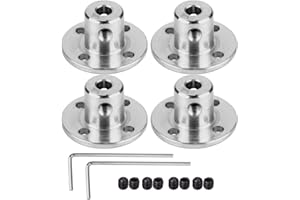 ANCIRS 4 Pack 3/3.17/4/5/6/6.35/7/8/10/11/12mm Flange Coupling Connector, Rigid Guide Steel Model Coupler Accessory, Shaft Axis Fittings for DIY RC Model Motors-Silver. (4mm)