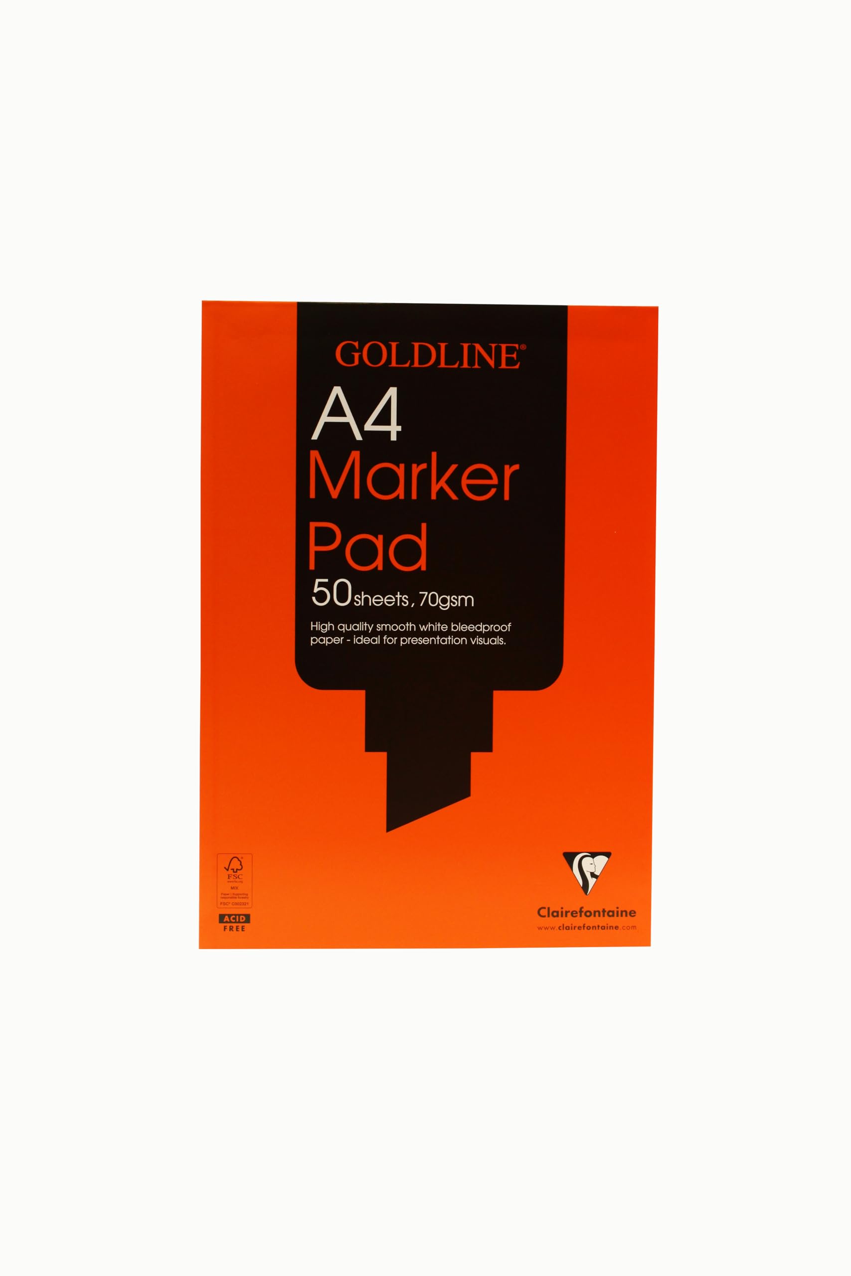 Clairefontaine Goldline Marker Pad, A4, 70gsm, Bleedproof, 50 sheets