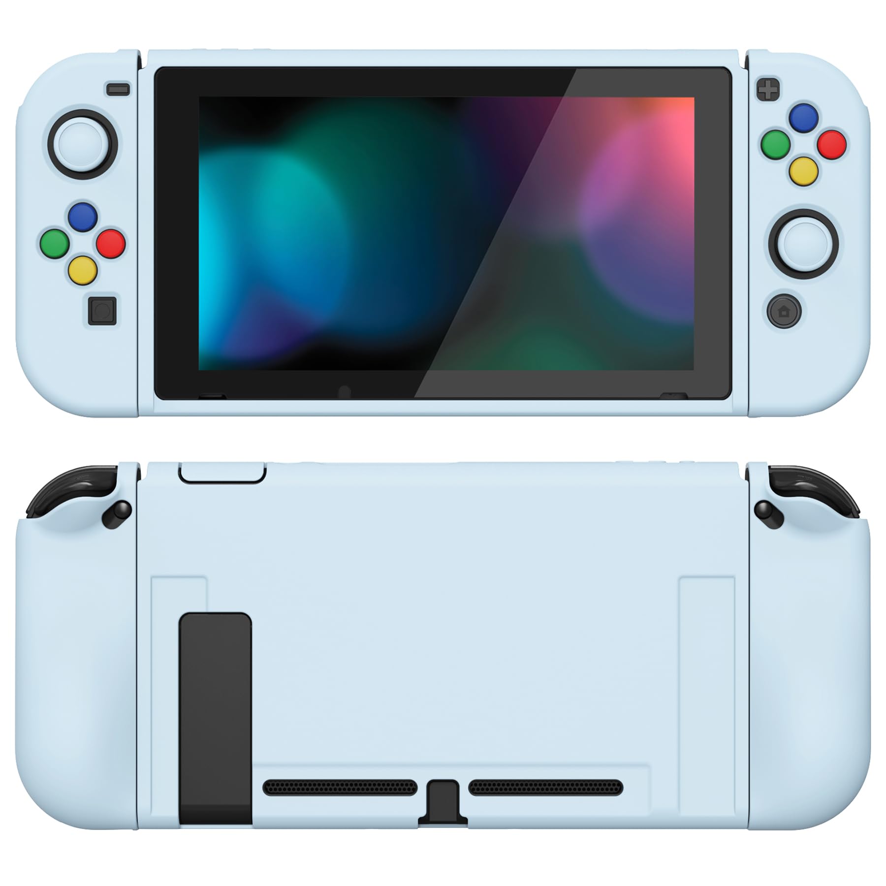 playvital ZealProtect Soft Protective Case for Nintendo Switch, Flexible Joycon Cover Slim Cover for Nintendo Switch with Screen Protector & Thumb Grips & Direction Button Caps - Sky Blue