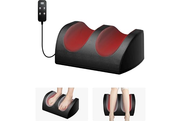 LINGTENG Foot Massager with Heat, with Massage Rollers, 3 Settings, Bi-Directional Rotation, Shiatsu Calf Massager for Calf,