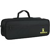 ROWELL Flute Case for 16 &amp; 17 Hole Flutes - Structured Gig Bag for Travel | 600D Nylon &amp; PVC Frame, Protection, Ergonomic Handle Quick-Access Pocket Portable for Travel Adults Performance
