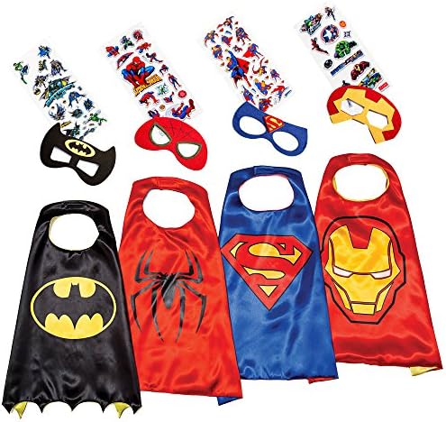 Superhero Toys for Kids - 4 Capes and Masks Party Costumes for Boys - Glow Logo