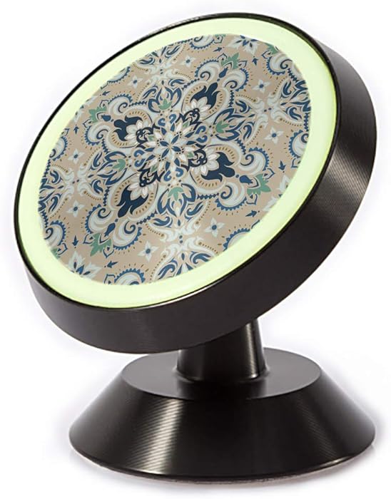 Tinmun Magnetic Phone Car Mount, Mandala Ethnic Motifs Damask Floral Universal Car Phone Holder for Dashboard