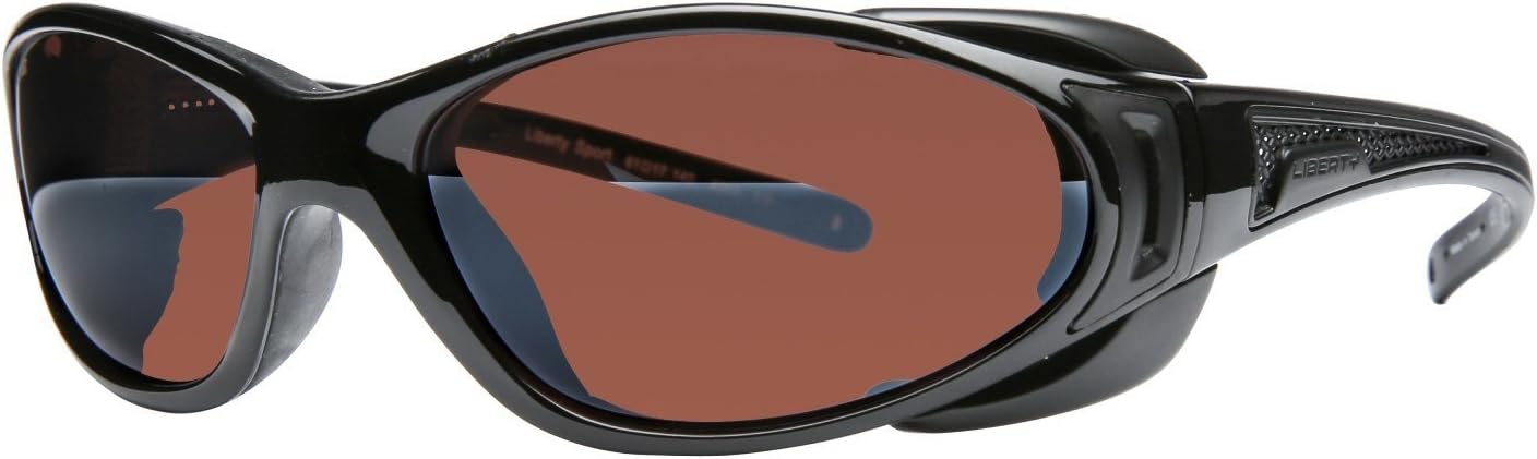 Libert Sport CHOPPER Sunglasses, Shiny BlackFrame, Rose Amber Lens, Unisex
