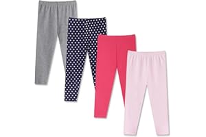 GLASH Kids Baby and Toddler Girls Pants, 4 Pack 2T-6Y Cotton Leggings for Girls