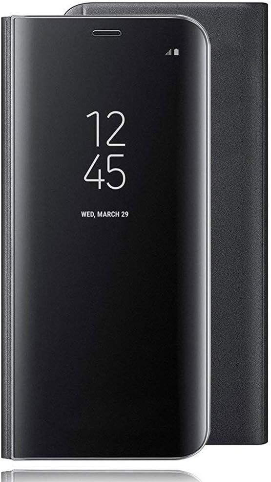 BRAND SET Case for Xiaomi Mi 9SE smart mirror leather case shell automatic sleep flip leather case all-inclusive anti-fingerprint mobile phone case Suitable for Xiaomi Mi 9SE-Black