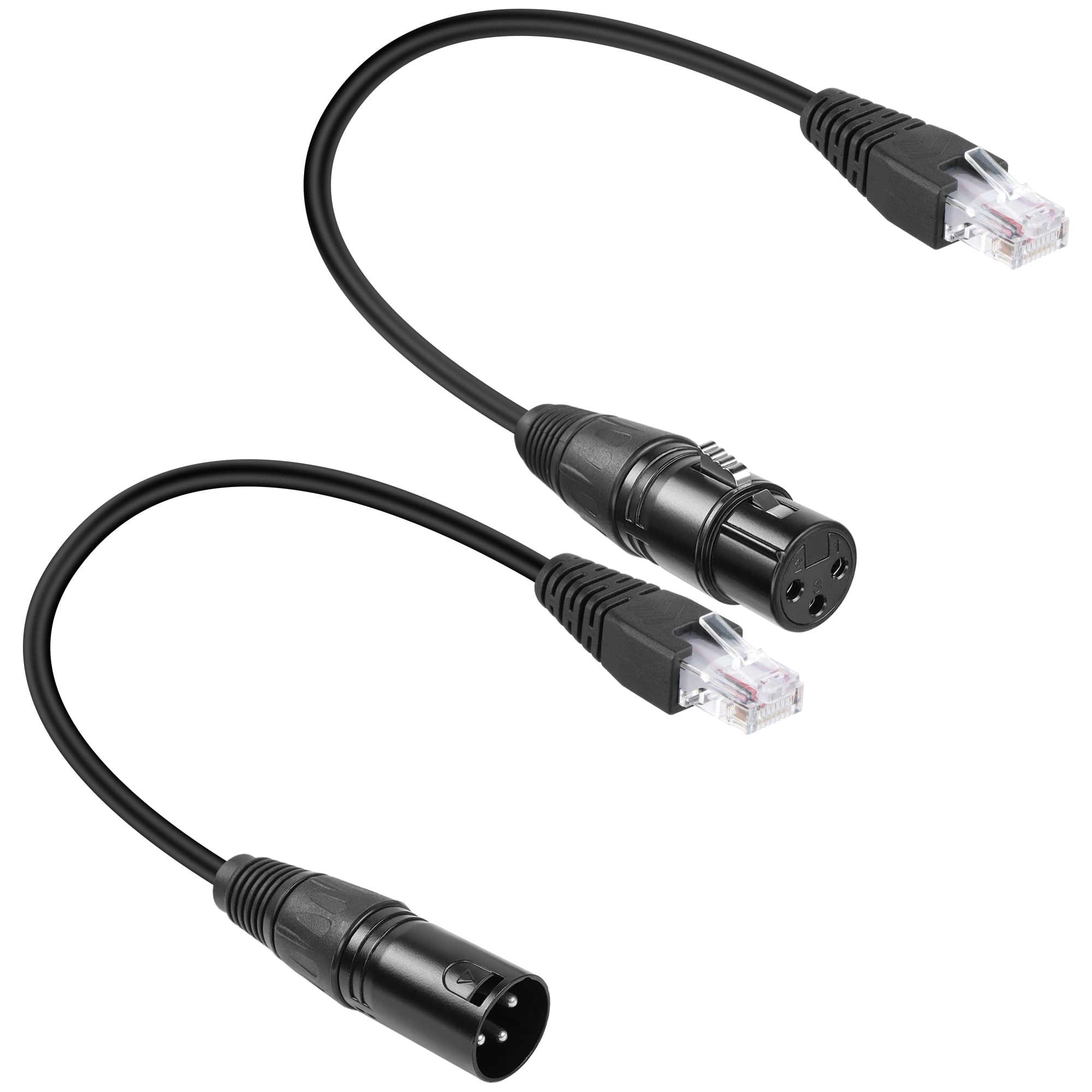 GELRHONR 3pin XLR to RJ45 Male Adapter Cable, DMX XLR Female to RJ45 Network Connector Extension Cable Use Cat5 Ethernet for DMX-CON Controller Series-1.1Ft