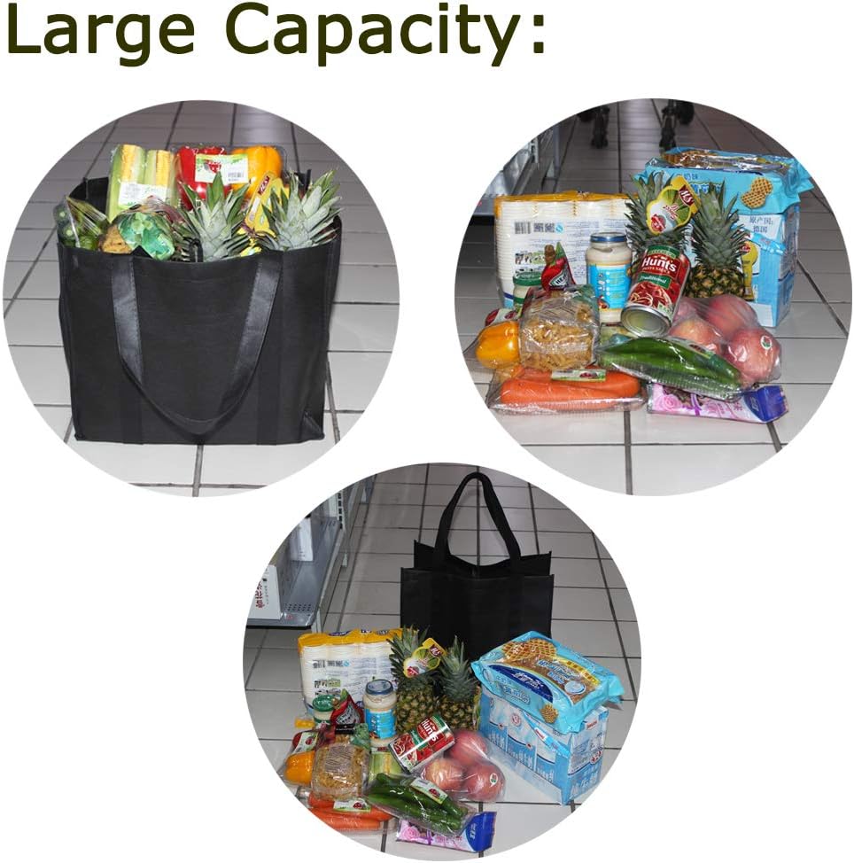 YBCPACK 6 Pack Reusable Grocery Tote Bags With Handles, Non-woven Shopper Bags- Hold 44+ lbs (20 KG) - Image 4
