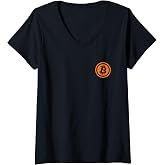 Womens Bitcoin Logo Emblem Cryptocurrency Blockchains Bitcoin V-Neck T-Shirt