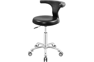 Nazalus Rolling Stool Task Chair Drafting Adjustable with Wheels and Backrest Heavy Duty for Office Kitchen Medical Dentist Shop Lab and Home(Without Footrest)