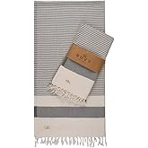 Ruvy Home Basics 2 Pack Turkish Beach Towels – Oversized Quick-Dry Bath Towels (40 x 72 Inches) – 100% Cotton Large Towels for Pool, Yoga, Travel, Camping Essentials, and Bathroom Decor - Light Grey