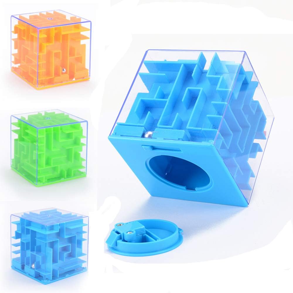 3D Three-Dimensional Maze Piggy Bank Puzzle Early Education Mazy Money Box Toy (Blue)