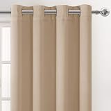 DWCN Blackout Curtains 90 x 90 Beige 2 Panels Thermal Insulated Eyelet view 2