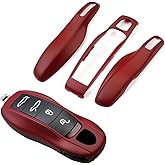 Key Fob Cover Compatible with Porsche Key Shell Key Fob Shell Replacement for Porsche Cayenne Panamera 911 718 Macan Boxster Cayman (red)