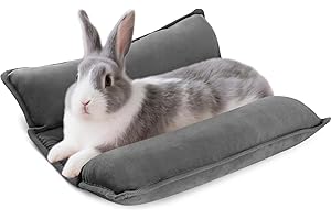 Tierecare Rabbit Bed, Washable Bunny Pillow, Reversible Lounger Pad, Soft Small Animal Bedding, Stress Relief Pet Mat for Kittens, Guinea Pigs, Puppies