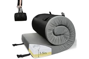 Selectico 3.5" Extra Thick Foam Camping Mattress, Waterproof Cover & Travel Bag, Portable Sleeping Pad for Car/Tent/Cot/SUV/Trunk/Floor/Guest Bed