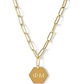 Sorority Shop Phi Mu Paperclip Necklace — PM 18K Gold Plated Sorority Gifts Necklace, Long-Lasting Phi Mu Gifts for Women