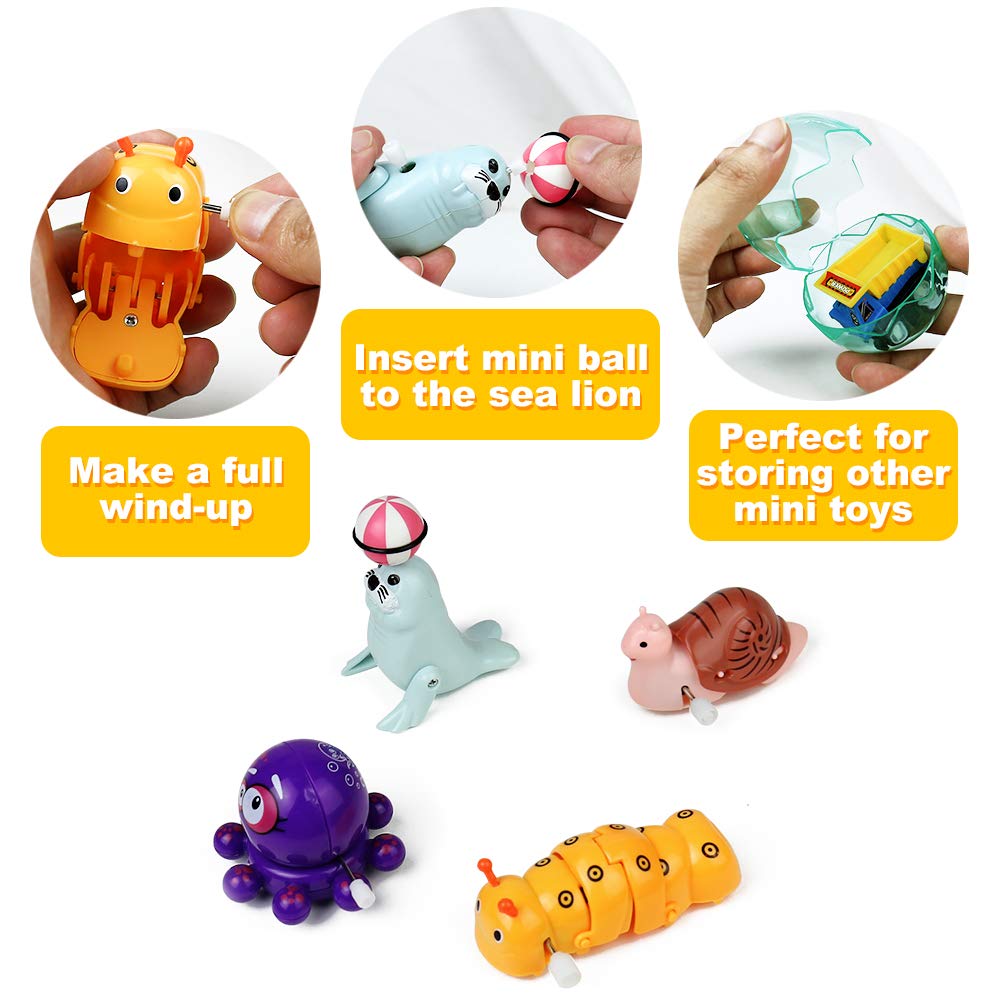Symiu Jouets à Remonter pour Enfants Parti Sac Remplisseurs Petits Animaux Marrant Party Favors Enfant Remplisseurs D\'Oeufs Mécanique Jouets Cadeau pour Bébé Tout-Petit, 4 Pack