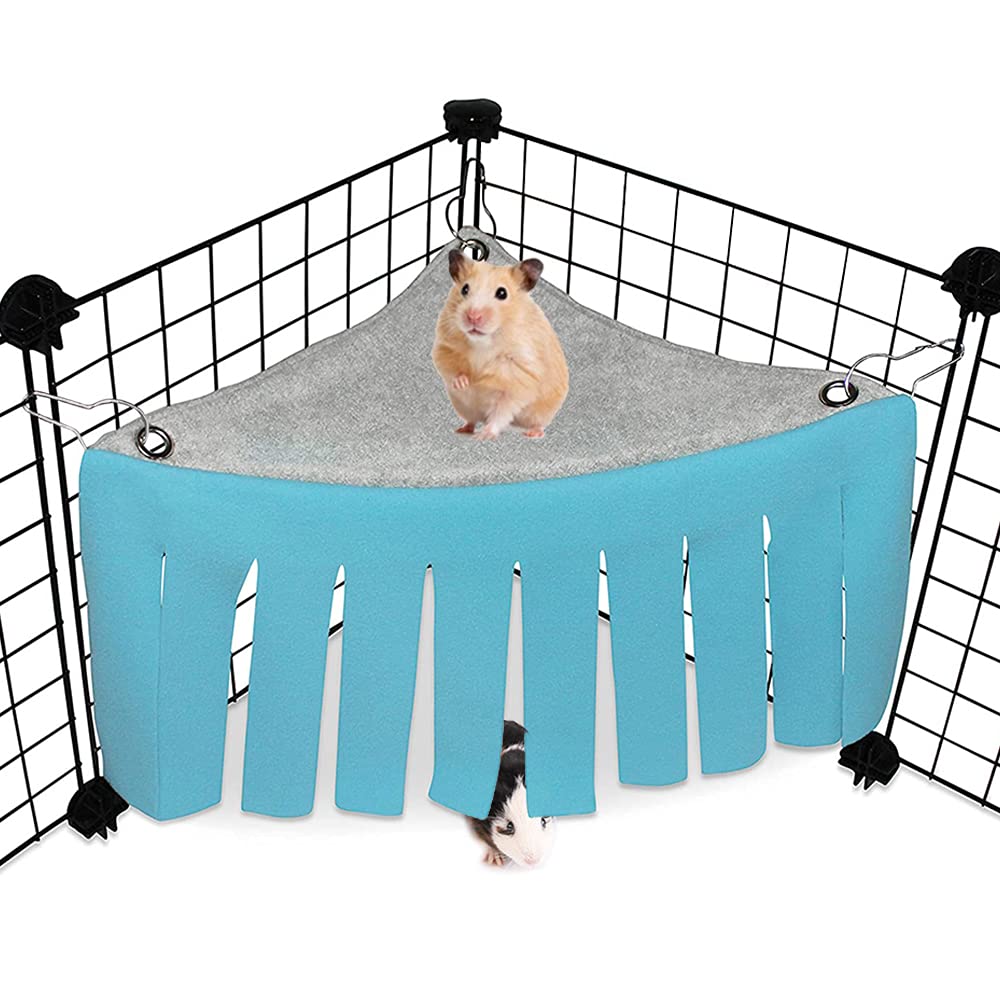 WishLotus Hamster Hideout, Small Animal Hideaway Tent Fleece Forest Pet Cage Accessories Nest Bedding for Guinea Pig Chinchilla Hedgehog Rat Squirrel Ferret Dwarf Bunny (Blue+Grey)