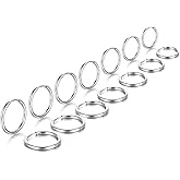 Mabor 7 Pairs Stainless Steel Hoop Earrings for Women Men, Silver Small Stainless Steel Huggie Hoop Earrings Piercings Cartilage 8, 10, 12,14, 16, 18, 20 mm