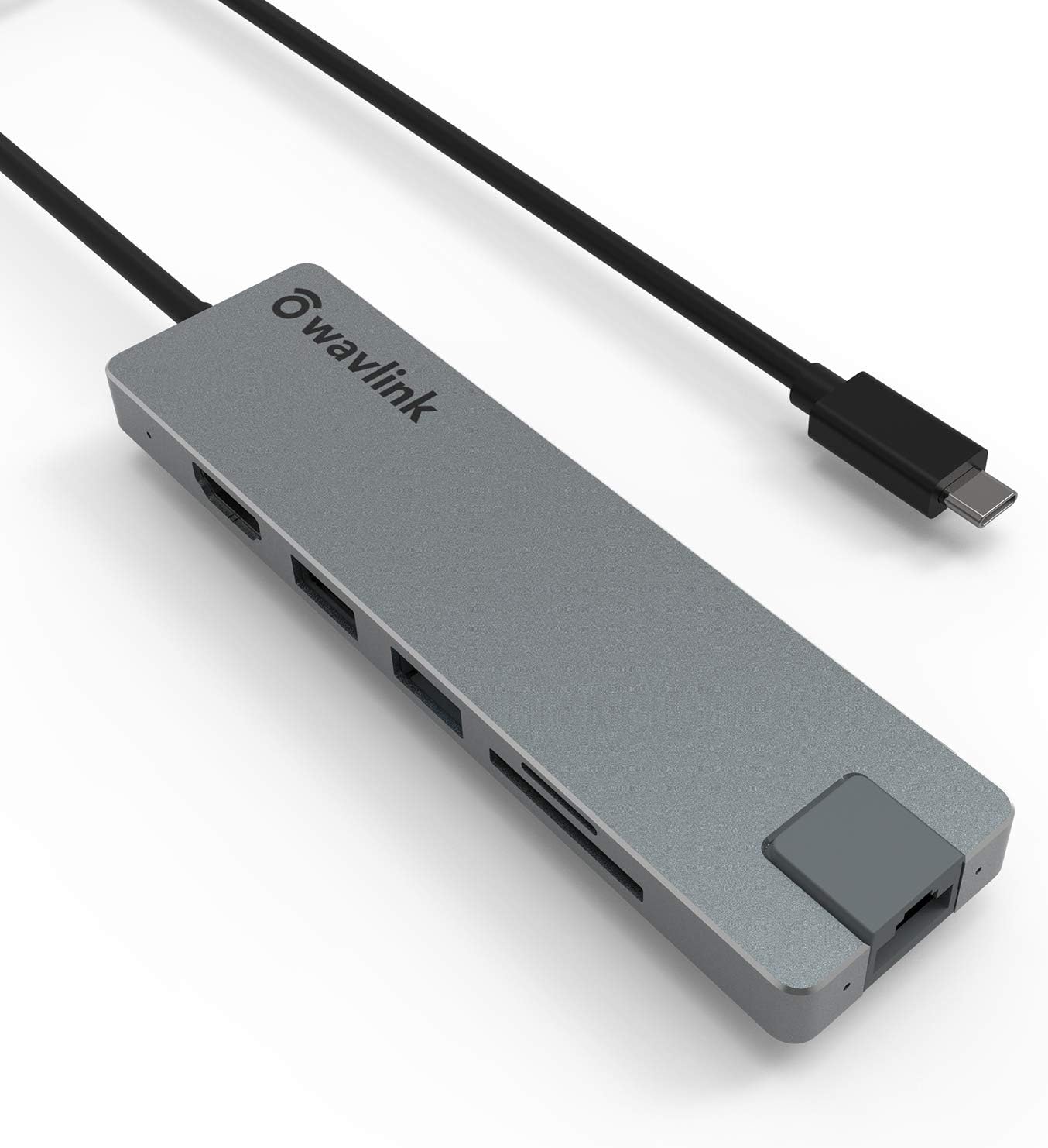 USB C Hub, WAVLINK Portable USB Hub with 100W Charging & 4K HDMI, Slim USB C Adapter for Laptop with Gigabit Ethernet, SD/TF Card Reader, 2xUSB 3.0, 1xUSB C, Support MacBook, Flash Drive, Mobile HDD