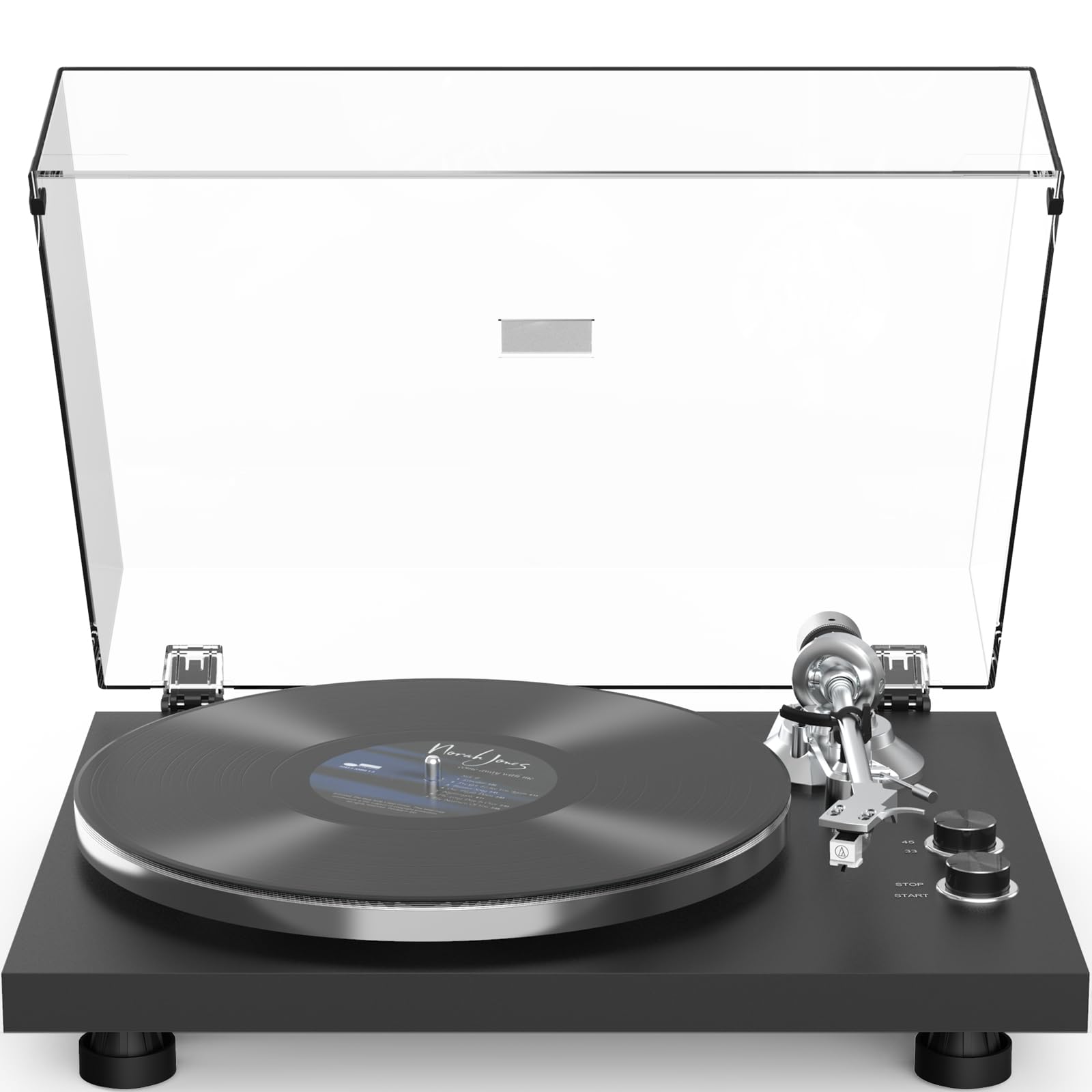 Photo 1 of **PARTS ONLY/CRACKED PLASTIC COVER/NOT IN ORIGINAL PACKAGE**Turntables Record Player Wireless Output Connectivity Vinyl Player Belt-Drive Turn Tables Support 33&45 RPM Speed Phono Line Output USB Digital to PC Recording ATN3600L MM Cartridge Black