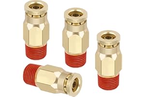Boeray 1/4" Quick Push to Connect Fittings Brass Union Straight Joint DOT Approved 1/4" Tube OD x 1/8" NPT Thread Air Line Ad