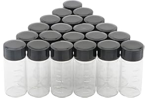Kesell 50pcs Clear Glass Vials with Black Screw Caps, 5ml Portable Bottles Vials with Scale