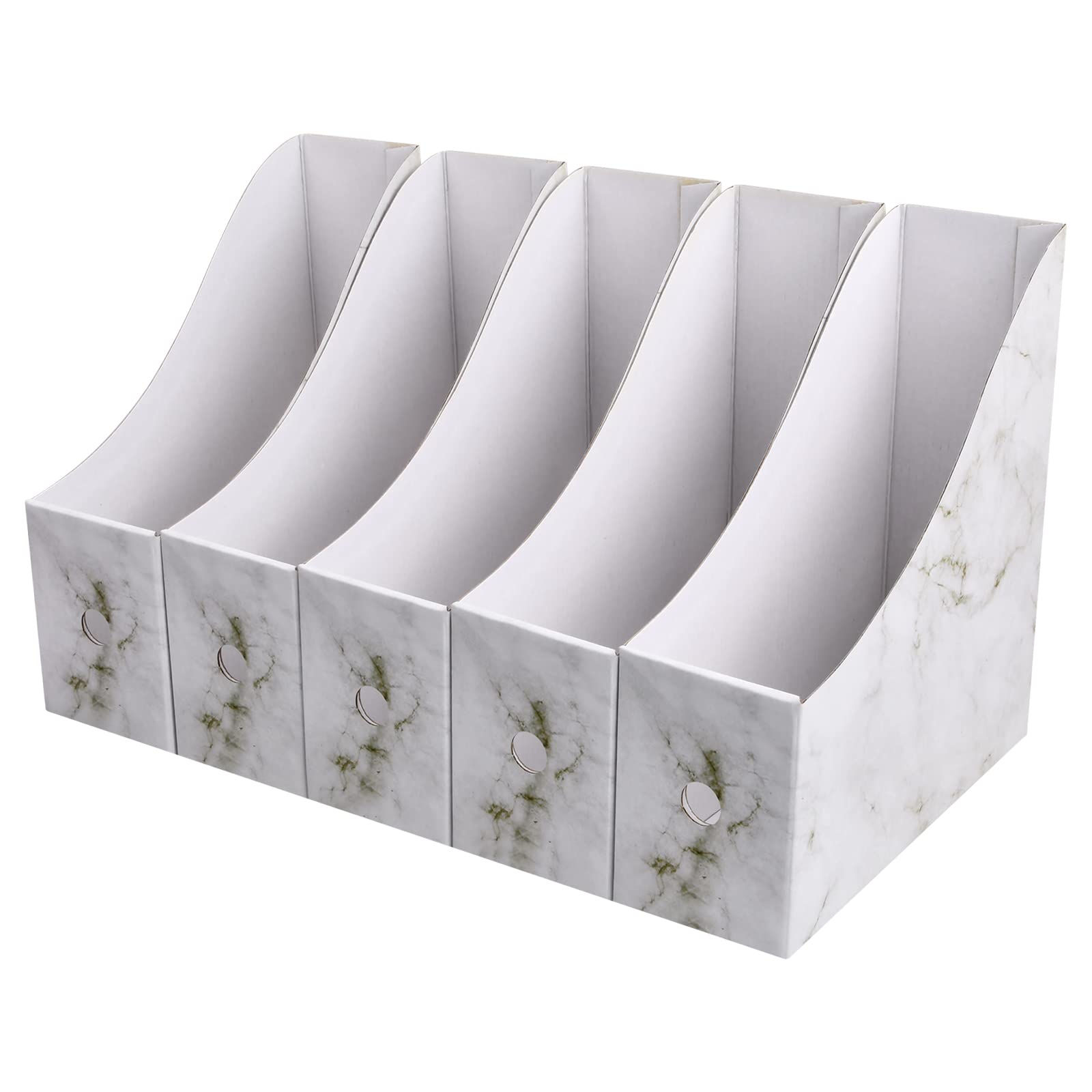 5 Pcs Magazine Files Holder, Desktop File Organizer with Labels, Cardboard File Rack, Foldable A4 Folder Holder, Magazine Storage Boxes for School Office Dormitory Home Files Storage (Marbling)