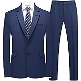 Moncace Men's 2 Piece Suit Slim Fit Two Button Solid Color Blazer and Pants Tuxedo for Wedding Prom Party Formal Dinner