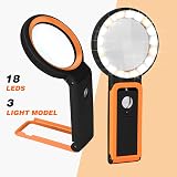 KIBTOY Magnifying Glass with Light and Stand 18 LEDs Folding Handheld Black view 6