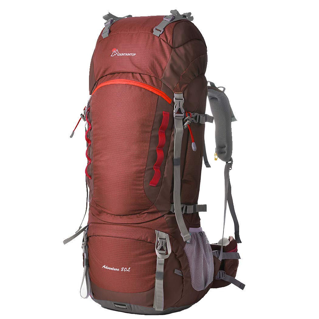 MOUNTAINTOP 80L Hiking Backpack Waterproof Rucksack for Men Womens Travel Backpack Large Camping Backpack Trekking Rucksack with Rain Cover for Travel Camping Climbing