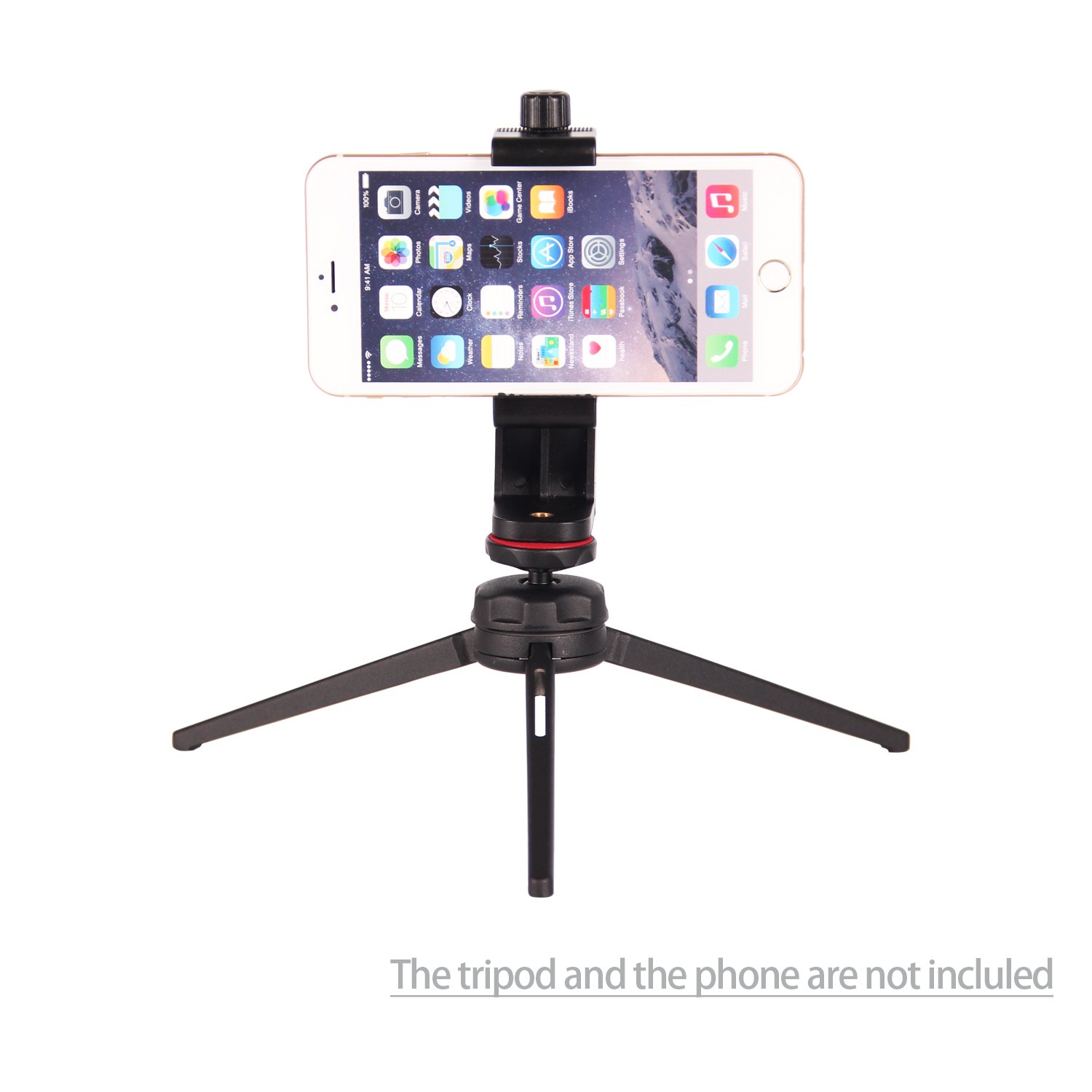 POLAM-FOTO Universal Cell Phone Tripod Adapter Adjustable Phone Holder Mount, Tripod Mount, Fits iPhone Samsung and All Phones, Rotates Vertical and Horizontal, Compatible with all tripods