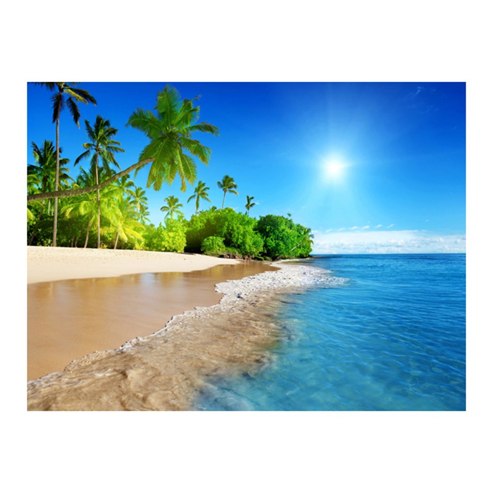 Beach Photo Background Cloth 3D Seaside Tree Photography Backdrop Wall Props 90 x 150cm