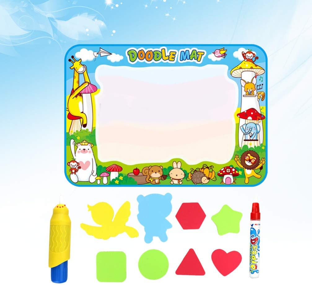 Amosfun 11pcs Aqua Tapis Magique Eau Doodle Tapis Tapis De Dessin Educatif Dessin Enfants En Bas Age Jouets Peinture Pad Pour Bebe Enfants Avec Des Stylos Beaux Arts Et Loisirs Creatifs Fournitures De
