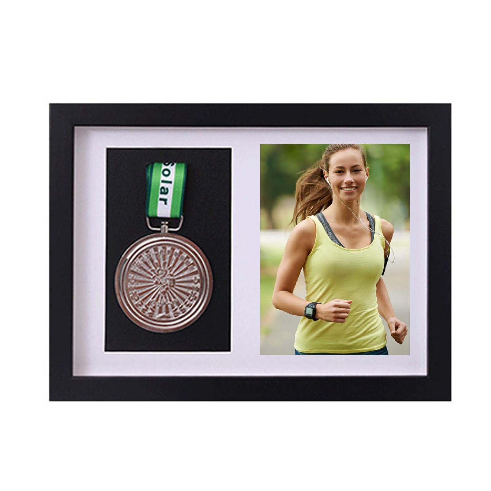 Solid wood Race Medal Display Mounted, medal display shadow box,medal display box, multi-functional sports medal display rack,very suitable for marathon athletes, medal and photo display racks