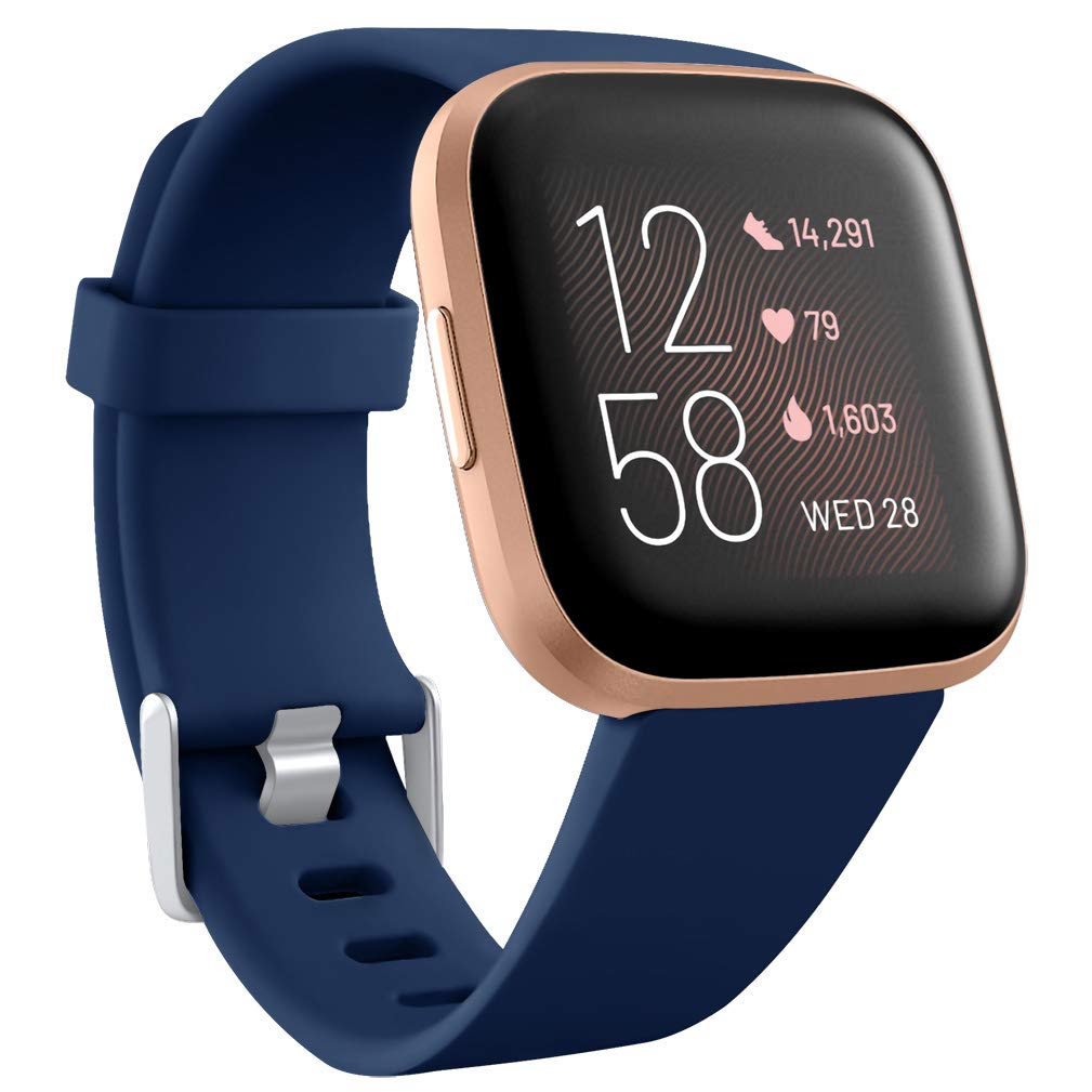 Wepro Compatible with Fitbit Versa Strap/Fitbit Versa 2 Strap - Smooth Silicone Classic Replacement Wristband Straps for Fitbit Versa/Versa Lite/Versa 2, Small Blue