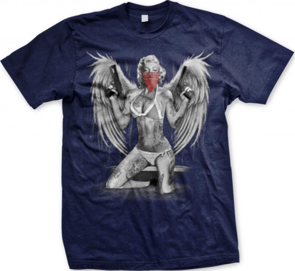 Amazon.com: Marilyn Monroe Gangster Wings Tattoos Men's T-shirt, Angel Gangsta Marilyn Monroe ...