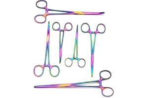 TeckMed - Ultimate Rainbow Hemostat Set, 6 Piece Ideal for Hobby Tools, Electronics, Fishing and Taxidermy