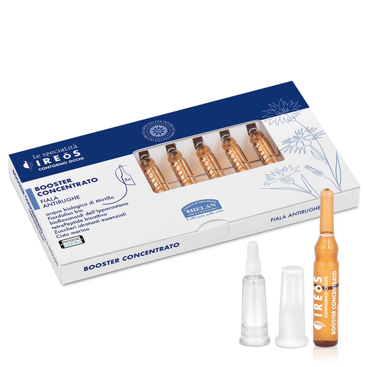 Helan IREOS - Skincare Set for Intensive Anti-Wrinkle Treatment with Deflating, Illuminating & Moisturising Face Serum in Vials for Dark Circles, Under Eye Brightener for Skin Care - Made in Italy 8ml