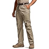CQR Men's Utility Flex Cargo Pants, Classic-Fit Casual Stretch Work Pants, Water Resistant Lightweight Tactical Hiking Pants