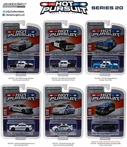 Greenlight 42770 Hot Pursuit Series 20 1:64 Scale Set of Six Police Car