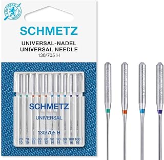 SCHMETZ Nähmaschinennadeln: 10 Universal-Nadeln, Nadeldicke 70/10-100/16, Nähset, 130/705 H, auf jeder gängigen Haushaltsnähmaschine einsetzbar